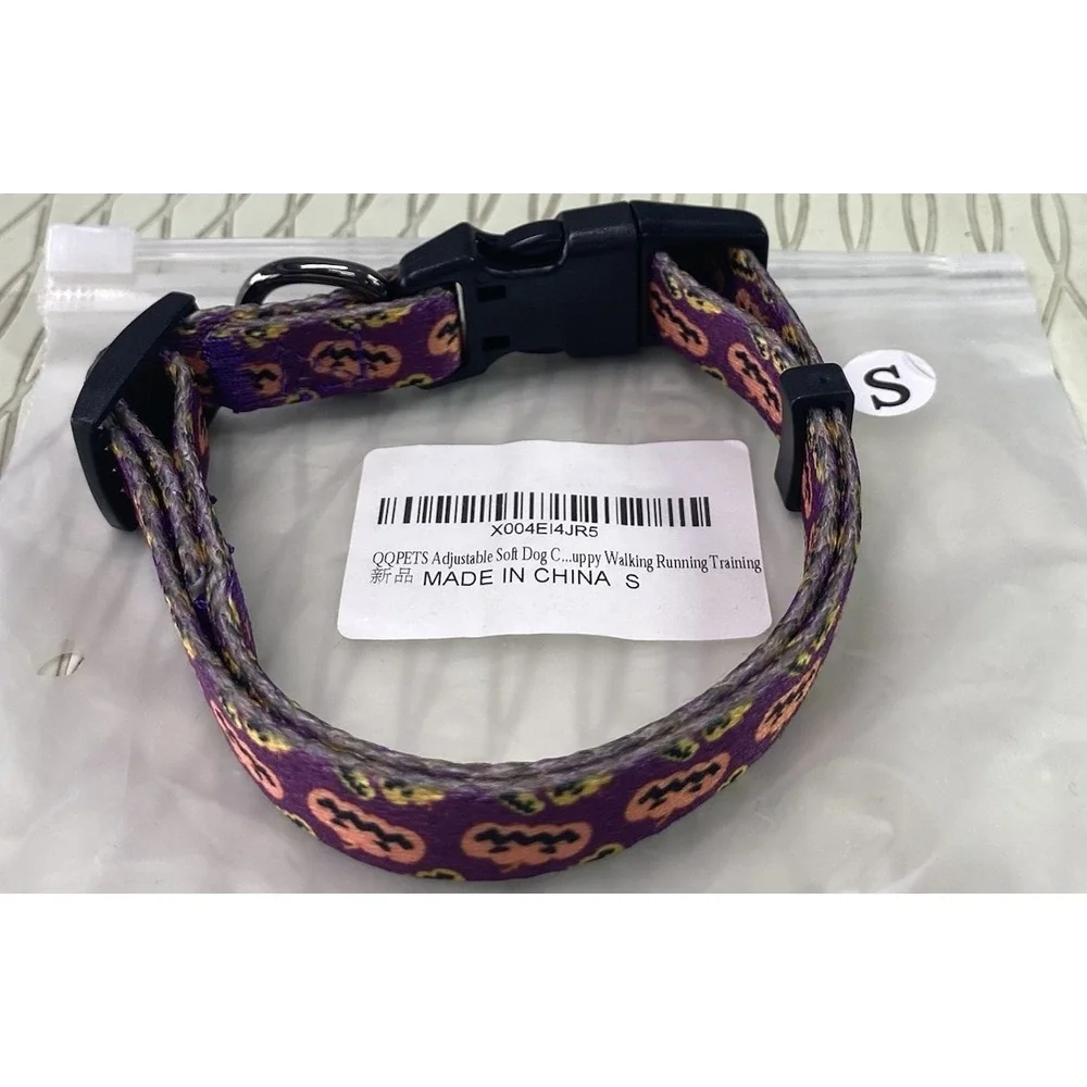 Puppy Dog Soft Halloween Bat Adjustable Collar Black/Purple/Orange Sz.‎ S NEW